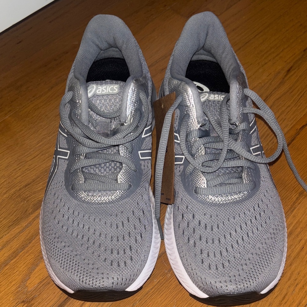 Asics Gray Sneakers with Metallic Accents